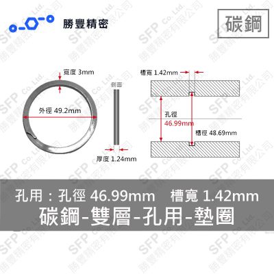 Double-Layer - Internal - Carbon Steel Washer WH-185 (Hole 徑46.99mm Use)